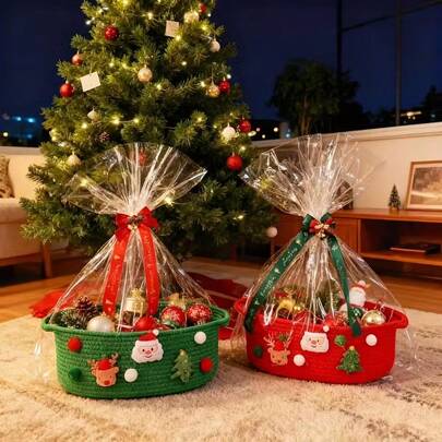 Christmas Gift Baskets, Candy Gift Storage Baskets, Decorative Baskets, Christmas Storage Baskets, Diaper Storage Baskets/Christmas Gift Baskets/Halloween Trick-Or-Treat Baskets, Including Ribbons And Packaging Bags. Christmas Gift Baskets/Baby Newborn Gift Baskets.