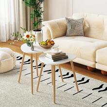 FurnitureR Juego de 3 Mesas auxiliares Triangulares Mesita Auxiliar Mesa de Centro Mesita Auxiliar Minimalista Moderna para Sala de Estar y balcón Hogar y Oficina Chocolate - blanco - Ver 4