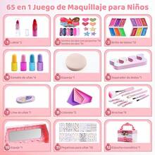 TIME4BUY 65PCS Maquillaje para Niña, Kit de Maquillaje, Juguetes para Niña Materiales Seguros y No Tóxicos, Fácil de Limpiar, Tocador, Pinturas niñas Maquillaje, Regalos para Niñas de 4-12 Años - Rosa - Ver 7