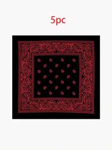 5pcs Paisley Pattern Bohemian Bandana, Unisex Versatile Street Fashion Headband Scarf Face Mask Neck Wrap - Multicolor - View 15