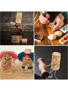 50/100个装红酒香槟天然合成高密度软木塞密封盖瓶塞套装，锥形软木塞，优质瓶塞，小型葡萄酒瓶塞，替换瓶塞，木质啤酒瓶塞，适用于酒吧、家庭、餐厅、工艺项目 - 彩色 - 查看 4