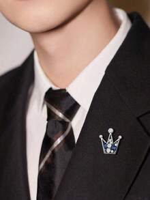 TOMI Men's Quartz Watch With Crown Brooch Ring Set, Minimalist Design With Rhinestone Dial, Zinc Alloy Strap, Gift Box For Daily Life, Business Events, Father's Day, Valentine's Day, Christmas, - Silver - View 9