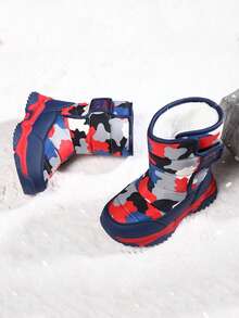 Giày bốt cổ cao giữ ấm, lót giữ nhiệt, chống gió thoải mái cho trẻ em mùa đông - Đỏ - Xem 3