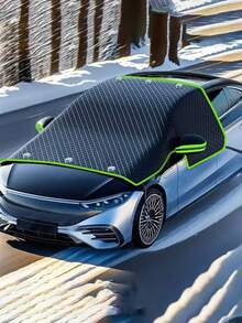 1 pieza Cubierta de parabrisas de coche de tela Oxford, anti-nieve y anti-luz solar, adecuada para todas las estaciones, a prueba de viento, cortina de nieve de coche de tela Oxford, cubierta de parabrisas de coche con adsorción magnética - Material de tela Oxford resistente, fácil de instalar, anti-escarcha y anti-UV, cubierta de ventana lateral, cierre magnético de alta resistencia, accesorio de coche de invierno.