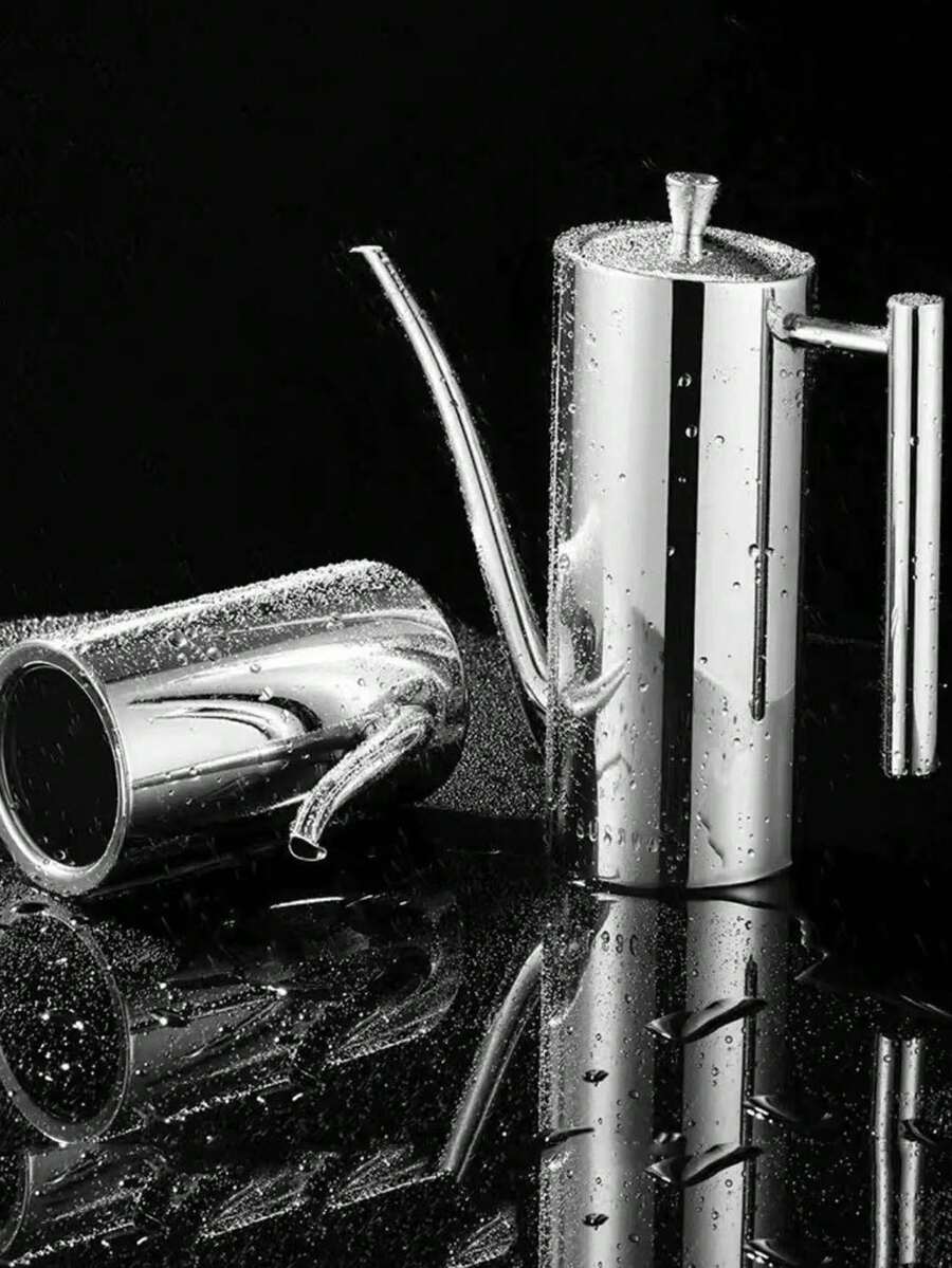 700/500毫升 304不锈钢圆形橄榄油锅，带壶嘴和把手，防漏食用油容器，防锈创意调味罐，适用于烹饪和烘焙，不含PVC