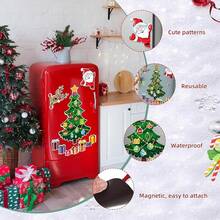 Árbol de Navidad Magnético para Refrigerador-Kit de 24 Imanes Navideños (Incluye Reno, Papá Noel, Regalos)-Decoración Festiva para Puertas de Metal, Coches y Garajes-Impermeable y Reutilizable (A) - A - Ver 8