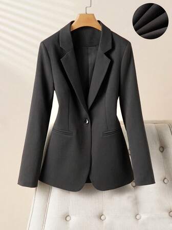 优雅时尚的纯色女士西装外套，适合休闲和正式场合。