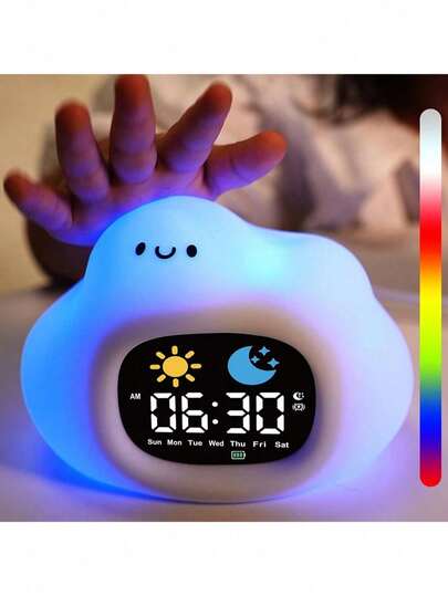 Cloud Shaped Kids Alarm Clock, Toddler Sleep Training Alarm Clock With 6 White Noise Modes, Cute Touch Sensor Night Light, Suitable For Children's Bedroom, Sleep Training Clock, Cute Decor For Kids Room, Teens Boys Girls Birthday Gift