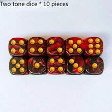 10pcs/Pack Best Seller Marble Acrylic Polka Dot Dice, Dual-Color Dice, 16mm Rounded Square Multicolor Checkerboard Game Accessories, Suitable For Tabletop Games, Entertainment, Parties - Multicolor - View 14