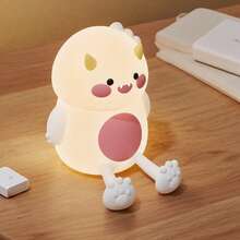 1 Stück Dinosaurier Nachtlicht, Silikon Nachttischlampe, Schreibtischlampe, Handyhalter, Raumdekoration aus Silikon Material, mit eingebautem 1200mAh wiederaufladbarem Lithium-Akku, geeignet für Wohnzimmer, Schlafzimmer, Schreibtische, Geschenk