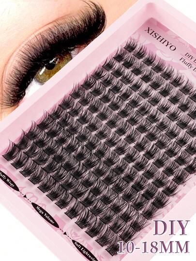 144/120 stuks D-krul pluizige nepwimpers, grote capaciteit, geschikt voor het creëren van volle, pluizige en natuurlijke oogmake-up, doe-het-zelf make-up thuis, grote verpakking met losse nepwimpers, geschikt voor beginners en make-upartiesten, zacht en langdurig, geschikt voor doe-het-zelf fox eye/cat eye make-up, gesegmenteerde nepwimpers, draagbaar voor op reis, geschikt voor podium, bruiloft, buitenactiviteiten, dagelijks werk, muziekfeesten, enz.