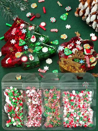 Pacote com 10g de argila polimérica para resina com tema natalino: Decoração de flocos de neve para árvore de Natal, ideal para enchimento de resina, moldes de resina epóxi, materiais para fundição de joias, artesanato e criação de joias. Essencial para suas criações!