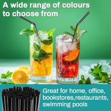 150PCS Disposable Plastic Drinking Straws - Flexible Straws Disposable Long Colorful PP Plastic Striped Assorted Colors For Home Use Milk Juice Drinks - 螢光色 - 查看 6