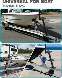 Escalones resistentes de 3 escalones para remolque de barco con asa, capacidad de 181 kg, superficie antideslizante, aptos para acceso a la lanza del remolque. - Negro - Ver 1