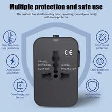 1pc/2pcs Universal Travel Adapter, Dual USB Ports, 110V-240V Input, EU/US/UK/AU Plugs, Surge Protection, Suitable For Over 150 Countries, Essential For Business Trip And Travel - View 7
