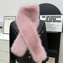 1 Piece Universal Double-Sided Faux Fox Fur Long-Plush Scarf, Durable Faux Fur Fabric (Double-Sided Warmth To Block Cold Air + Fine & Soft Plush That's Gentle On Skin Without Itching, Black & Cream Color Combination For Versatile Styling), Elegant & Versatile Style, Suitable For Matching With Winter Wool Coats / Wind Protection During Outdoor Walks / Styling For Friends' Gatherings / Surprise Birthday Gift (Fashion Enthusiasts) / Daily Outdoor Warmth - 1 - View 11