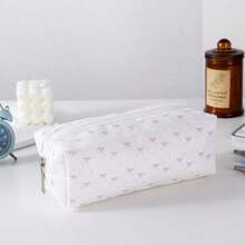 1 Peça Bolsa de Armazenamento de Cosméticos e Artigos de Papelaria de Grande Capacidade Fofa, Estojo de Lápis com Laço