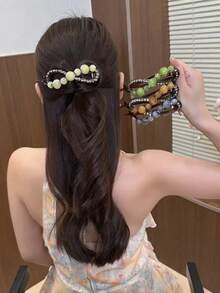 Presilha de cabelo feminina de luxo em acrílico com design de gota d'água (1 unidade) - Acessório elegante e versátil para cabelo feminino, com presilhas de garra, grampos de cabelo e presilhas de cabeça. - Multicolorido - Ver 12