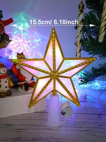 22cm/15cm圣诞树顶星，透明照明树顶灯，温暖/多彩的圣诞树装饰，电池盒开关可调节闪烁模式：1.快速闪烁，2.慢速闪烁，3.稳定亮起