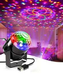 1pc Modern Geometric Pattern USB Powered RGB Disco Ball Light With Color-Changing Night Lamp For Parties, Bars, Karaoke, And Weddings