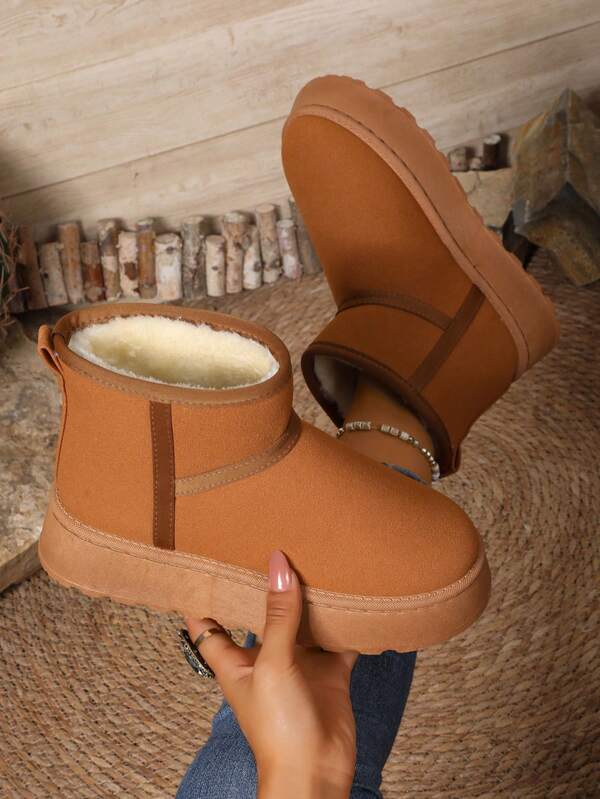 Women's New Short Tube Thick Bottom Thermal-Lined Snow Boots, Fashionable, Anti-Slip And Wear-Resistant, Warm And Windproof, Must-Have Winter Snow Boots