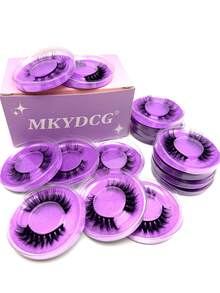 10/16/21 Pairs Fluffy&Thick 3D False Eyelashes With Glitter Paper Box,Lashes Bulk Christmas Gifts,3D Cat Eye Eyelashes Natural Soft,Protable, Makeup Manga Lashes,Dramatic Messy Mink Lashes Wispy, Individual Package Faux Mink Lashes Wholesale - 黑色 - 查看 5