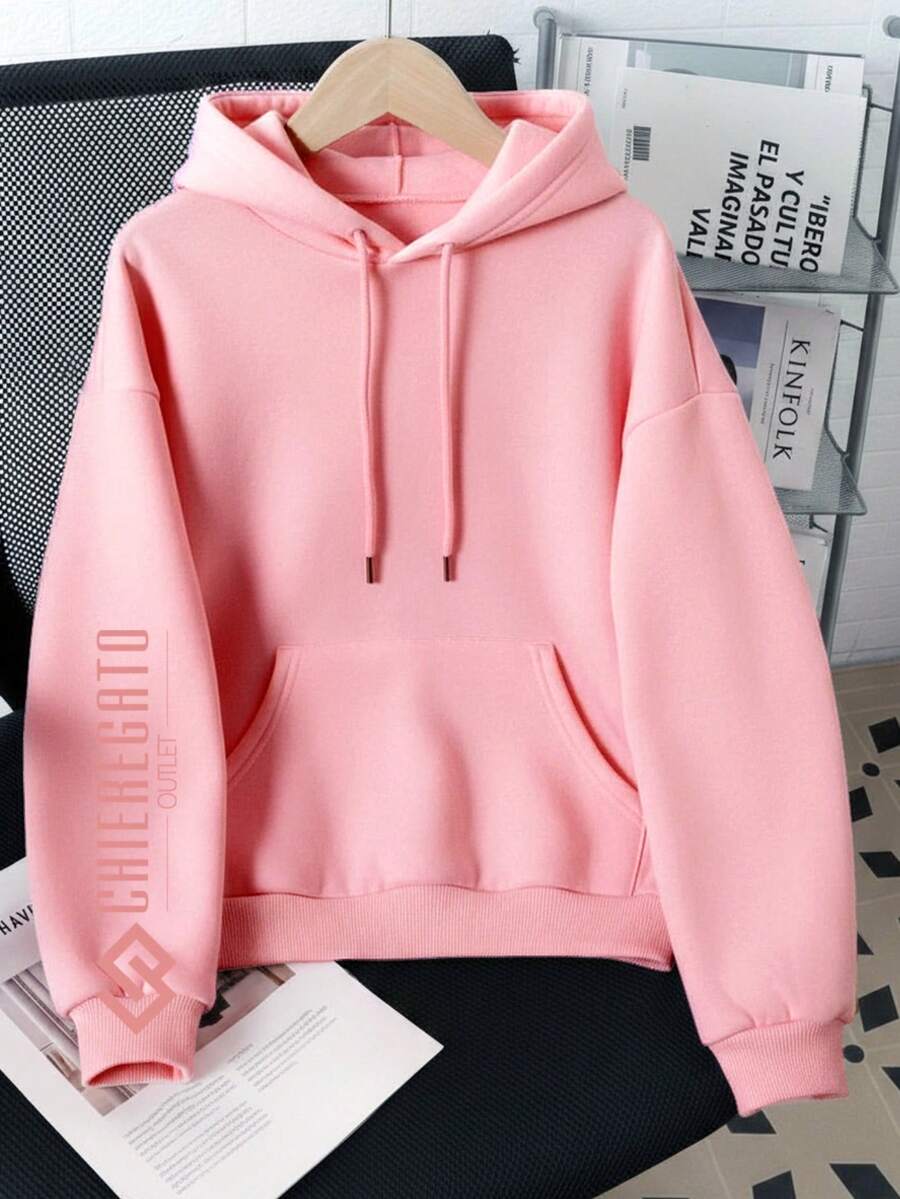 Children's Plain Hoodie Sweatshirt, Unisex, Soft And Comfortable, Ideal For School And Everyday Wear, Winter/Autumn, Sizes 2 To 16, Premium - Rosa - 查看 1