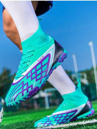 Unisex Geometric Pattern Sports Shoes, Outdoor Football Boots, Suitable For All Seasons