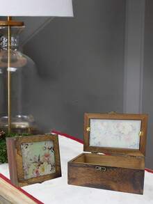 1 Piece Wooden Antique Home Decor Storage Box, Cosmetic And Sundry Storage Cabinet For Women Storage Organizer Travel Essentials Gift Back To School - Coffee Brown - View 11