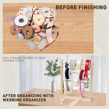 1个木质丝带收纳架，适用于缝纫、礼品盒包装和毛线收纳，立式桌面木质丝带架，手工线轴收纳架，带线轴支架，丝带收纳架，多尺寸毛线球架，多功能项链手链首饰展示架，适用于DIY手工室、蛋糕店、礼品店、花店和日常家居使用。 - 黃色 - 查看 8