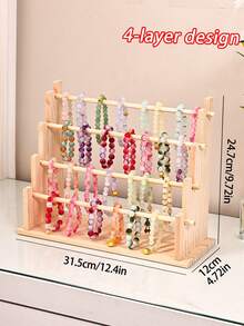 1个4层/5层木制首饰架，项链手链收纳架，适用于珠子、珠宝、手表、发饰等，可拆卸设计，坚固耐用，适合家庭和珠宝店使用