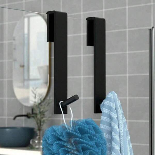 1 Stück/2 Stück Badezimmer Duschkabinentür Rückenhaken aus Edelstahl über Glastür Handtuchhalter S-Form Badezimmer Bademantel Haken Halter