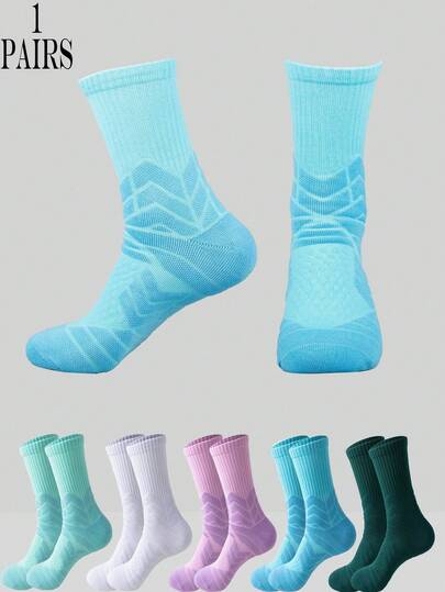 1双极简加厚毛圈缓冲吸湿透气运动篮球中筒袜，适合跑步、篮球运动