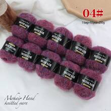 10 Balls/Pack, Long Mohair Alpaca Knitted, Knitting Yarn For Sweaters, Vests, Shawls, Hand-Knitting Yarn In Multiple Colors, Fine Mohair, Warm And Skin-Friendly