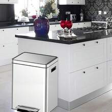 Tzou Dual Compartment Step-On Trash Can, Stainless Steel Recycling Bin With 2 Inner Buckets For Kitchen, Home, Office - Silver 20L(5.28Gal) - View 7