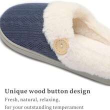 1 Pair Unisex Warm & Comfortable Memory Foam Slippers, Knitted Fabric With Faux Fur Lining, Non-Slip Rubber Sole For Indoor & Outdoor Wear - Multicolor - View 2