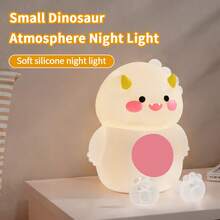 1 Stück Dinosaurier Nachtlicht, Silikon Nachttischlampe, Schreibtischlampe, Handyhalter, Raumdekoration aus Silikon Material, mit eingebautem 1200mAh wiederaufladbarem Lithium-Akku, geeignet für Wohnzimmer, Schlafzimmer, Schreibtische, Geschenk