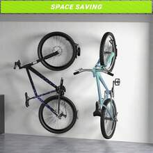 Soporte de pared giratorio para bicicleta, soporte vertical para bicicleta, para cochera, gancho para colgar bicicleta, organización de cochera, color negro - 4 paquetes - Ver 6
