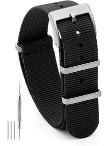 TACTICAL FROG - Correa de reloj de nailon de 18 mm, 19 mm, 20 mm, 22 mm, 24 mm, correas de reloj militares impermeables de repuesto para hombres y mujeres, con hebilla de acero inoxidable - Negro Amarillo - Ver 14