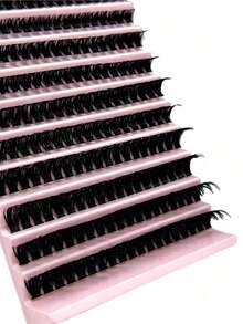 400Pcs 80D Clusters Lash, Thick Fluffy Clusters Eyelashes, D Curl Individual DIY Lash Extensions, 0.31-0.63 Inch, Soft & Natural Wispy Lashes, Cat Eye Lashes, Reusable, Beginner-Friendly, Paired With Lash Glue, Tweezers, Lash Brush, Perfect For Halloween, Christmas, New Year's, Beauty & Health, Personal Care, Festive Glam Beauty. - 黑色 - 查看 6