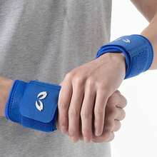 1 双 SBR 尼龙篮球护腕，黑/蓝，透气柔软可调节护腕 - 彩色 - 查看 2