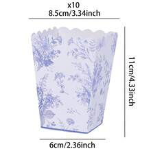 10 piezas/20 piezas Cajas de palomitas de maíz con flores azules, vienen con mini contenedores de palomitas de papel abanicados, soportes de cartón para palomitas de maíz de apertura superior, recuerdos de fiesta con flores azules, adecuados para la decoración de la noche de cine, despedida de soltera y otras fiestas - Azul - Ver 7