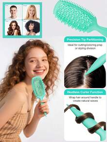 Hair brushes-EU 卷发造型梳套装，适用于卷发，蓬松提拉造型梳，干湿两用，卷发梳，可分束造型，减少毛躁和断裂，打造柔顺、亮泽、有弹性的卷发，尤其适合波浪卷和螺旋卷，也是一款方便的解结头发工具。 - 彩色 - 查看 9