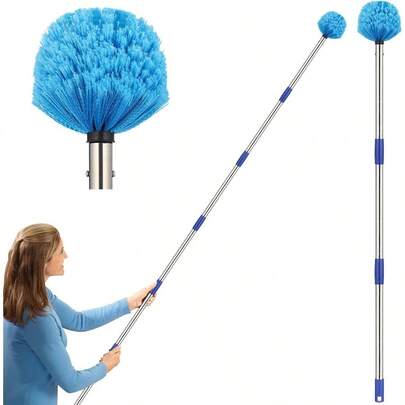 Yard Cleaning ToolsCobweb Duster con poste de extensión cepillo para polvo de tela de araña para exteriores con mango de 6 pies de largo removedor de tela de mazorca de metal para ventiladores de techos altosYard Cleaning Tools