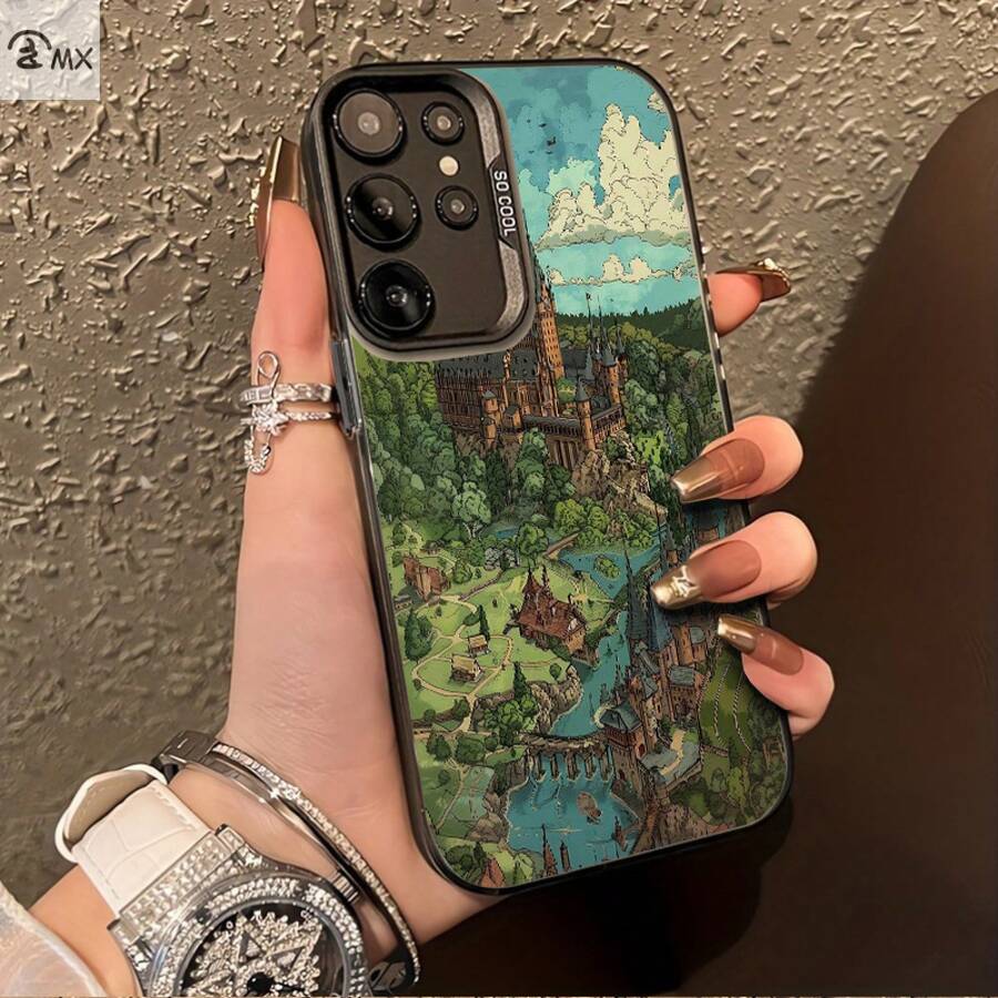 Ilustración de Castillo de Fantasía, Pintura de Paisaje, Funda Especial para Teléfono Galaxy S25ULTRA, S24PLUS, S23FE, S21PRO, S22, S20+, A03S, A05S, A14, A31, A53, A34, A10, A04E, M04, A33, A35, A55, A72, A71, A70, A22, A16, A06, A20S, A54, Anti-suciedad, a la Moda, Colorido, Plata IMD - Colores mixtos - Ver 1