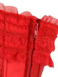 Jutrisujo Corset Bustier Top With Lace And Zipper Plus Size For Women's Costume Renaissance Or Halloween Wear Vintage - 070-Đỏ - Xem 4