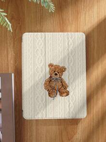 Kingsung Teddy Bear Knit Pattern Tablet Protective Case, Suitable For IPad 9.7/10.2/10.5/10.9/12.9/Pro 11 (10th Gen), Galaxy Tab S6 Lite 10.4 Inch, Kindle Paperwhite (12th Gen, 2024 Release), Kindle (11th Gen, 2022 Release), Kobo Clara Colour, Soft Shock-Proof, Smart Stand/Auto Wake/Sleep Function - Multicolor - View 2
