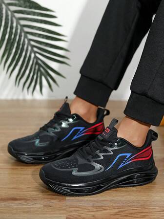 Men's Casual Shoes, Color Block Patchwork, Non-Slip, Wear-Resistant, Breathable, Lace-Up, Low-Top, Formal, Outdoor, Fashionable, Minimalist, Leather, Sports Shoes, Running Shoes, Tennis Shoes, Road Running Shoes