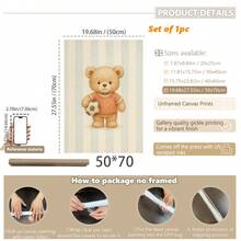 1pc, Canvas Wall Art, Framed Nursery Wall Decor, Teddy Bear Baseball Theme Painting, Teddy Bear Basketball Theme Painting, Teddy Bear Soccer Theme Painting, Sports-Themed Nursery Decor, Suitable For Children's Room Decor, Animal-Themed Nursery Art, Blue Striped Design Playroom Decor, Children's Room Artwork, Nursery Decorative Painting, Kindergarten Decor, Sports Enthusiast Decor Gift, Playroom Decor, Maternity Room Decor