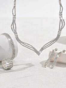 Zestaw 5-częściowy: torebka damska na imprezę z kryształkami, kopertówka, bransoletka, kolczyki, naszyjnik i pierścionek